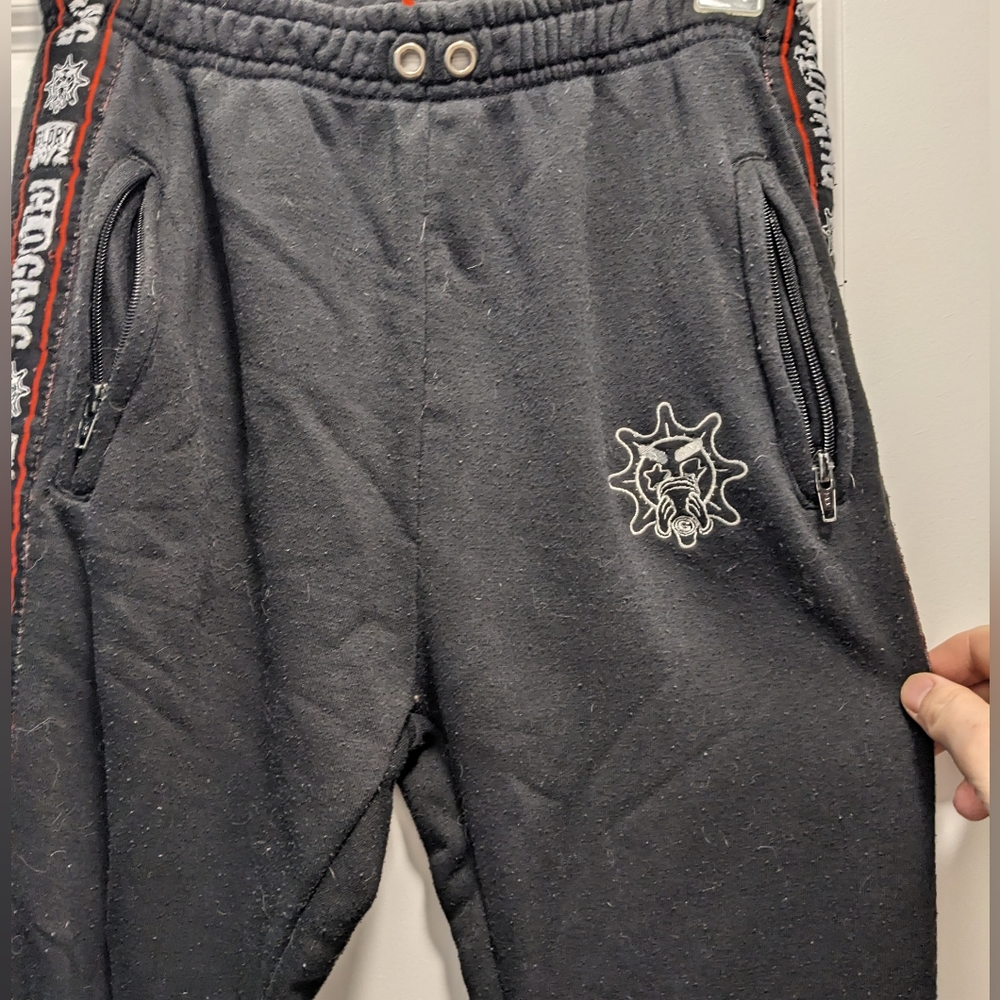 Men's Black Jogger Sweatpants with Red-Trim Side Tape - Picture 2 of 4